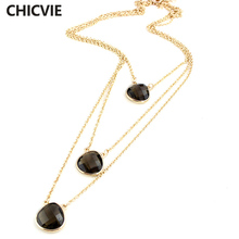 CHICVIE Bohemia Multilayer Necklaces Black Crystal Necklaces & Pendants Elegant Statement Necklaces Vintage Jewelry SNE160083 2024 - buy cheap