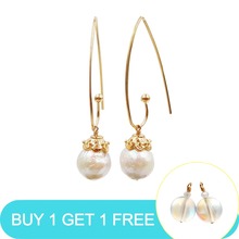 Lii Ji Edison Pearl 11-12mm 925 Sterling Silver 18K Gold Plated Long Drop Earrings 2024 - buy cheap