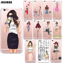 Fashion Drink Coffee Girl Phone Case For iPhone X 6 6S PLUS Xs Max 5 5S SE 7 8 Plus Transparent Silicone Phone Back Fundas Cover 2024 - buy cheap