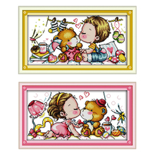 Kiss bear padrões contados ponto cruz diy 11ct 14ct conjunto de ponto cruz por atacado desenhos animados kits de ponto cruz bordado bordado needlework 2024 - compre barato