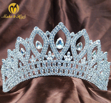 Vintage Tiaras Diadem 3.5" Rhinestones Crystal Bridal Wedding Crowns Pageant Party Headband Hair Jewelry Accessory 00022S 2024 - buy cheap