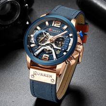 CURREN relógio esportivo e luxuoso para homens, relógio da moda impermeável de quartzo com pulseira de couro e cronógrafo 2024 - compre barato