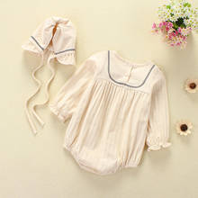 Newborn baby clothing girls Long sleeve embroidered Romper Cotton linen lace coat hat 2024 - buy cheap