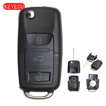 Keyecu capa de chave remota para vw, substituição de chave remota com 3 botões para vw volkswagen passat golf beetle gti coelho + bateria interna 2024 - compre barato