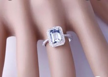 Caimao 6x8 мм изумрудная огранка Аквамарин 14 к белое золото натуральное 0.38ct бриллиантовое кольцо ювелирные изделия 2024 - купить недорого
