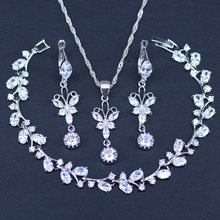 White Zircon Silver Color Jewelry Sets For Decorating Women Set of Earrings With Stones Pendant&Necklace Jewelery Gift Box 2024 - buy cheap