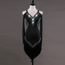 Vestido de baile latino hecho a medida para mujeres niñas Rumba Cha-cha falda vestido de baile de salón traje de competición ropa de diamante 2024 - compra barato