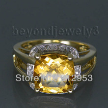 Vintage Cushion 9mm 14kt Yellow Gold Natural Citrine Ring SR42A 2024 - buy cheap