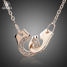 AZORA Hand In Hand Rose Gold Color Stellux Austrian Crystal Pothook Pendant Necklace TN0080 2024 - buy cheap