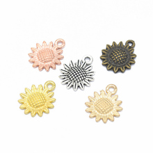 50pcs/lo 18*15mm  gold/silver color/rose gold/kc gold Color Sunflower Charms Small Metal Leaf DIY Jewelry Findings Accessories 2024 - buy cheap