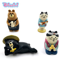 Figuras de acción de animación japonesa, figuritas en miniatura de gato blanco y oso negro, decoración para el jardín y el hogar, juguete de regalo para niña 2024 - compra barato