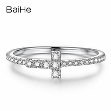 BAIHE Solid 18K White Gold 0.20ct H/SI Round Natural Diamonds Ring For Women Wedding Trendy Fine Jewelry making cross кольцо 2024 - buy cheap