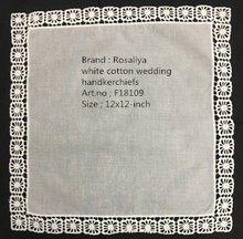 Conjunto de 12 lenços de algodão branco, lenço de casamento para moças, vintage, bordado, de renda, 12x12 polegadas 2024 - compre barato