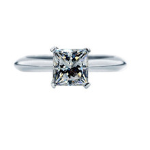 F vs1 7mm 2ct 18 k anel de ouro jóias moissanite princesa diamante anel solitaire noivado princesa jóias feminino ouro branco 2024 - compre barato
