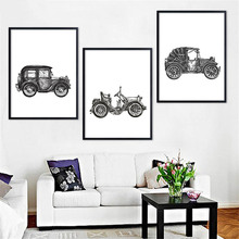 Cartoon Retro Car Space Wall Art For Living Room Interest Nordic Minimalist Style Home Decor Painting Poster Canvas Unframe 2024 - buy cheap