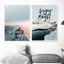 Snow Forest Mountain Landscape Quotes Wall Art Canvas Painting Nordic Posters And Prints Wall Pictures For Living Room Decor 2024 - buy cheap
