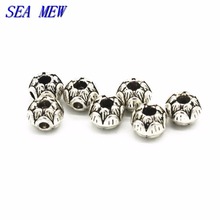 100PCS 6*7MM Antique Silver Color Vintage Metal Alloy Flowers Carved  Spacer Beads Hole Beads DIY Bead For Jewelry Making 2024 - buy cheap