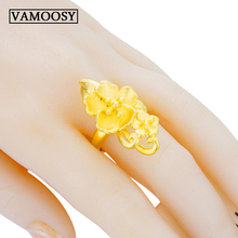 Cute Women's lilies Rings Female Chic Dainty Rings Party Delicate Rings Wedding Jewelry 24K gold rings for women Jewelry 2024 - buy cheap