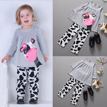 Cute Baby Girls Autumn Clothes Sets Long-sleeved T-shirt+Pants Tracksuit Cow Girl Cotton Children Suit Winter Kids Clothing Set 2024 - buy cheap