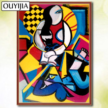 OUYIJIA-pintura de diamante 5D DIY, imagen cuadrada de pedrería completa, bordado de mosaico de diamantes a la venta, personaje abstracto Picasso 2024 - compra barato