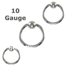 (Min. order $10)  Free Shipping Heavy Gauge 316L Surgical Steel Captive Bead Ring 10 Gauge Mixed Sizes 2024 - buy cheap