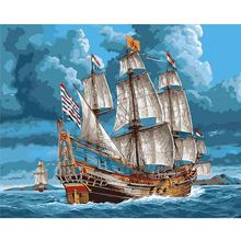 DIY PBN Sailing Boat Arcylic Painting By Numbers On Canvas Framed Wall Pictures Art For Living Room Home Decoration 2024 - buy cheap