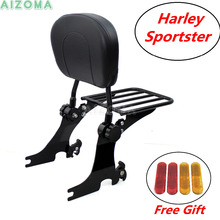 Black Adjustable Detachable Backrest Sissy Bar w/ Luggage Rack for Harley Sportster 883 Iron 1200 Custom Sport 1994-2002 2003 2024 - buy cheap