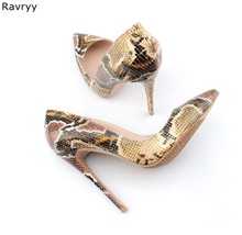 Brown Snakeskin Woman high heel Pointed Toe Sexy Pumps Thin heel female dress shoes stiletto OL out fits elegant party shoes 2024 - buy cheap