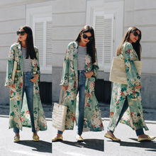 Women Loose Retro Silk Casual Kimono Flower Long Cardigan Tops Boho Autumn Winter  Coat Jacket Blouses Long Sleeve Coat 2024 - buy cheap