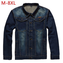 M-8XL Plus Size Men Jeans Jacket Autumn Casual Vintage Denim Jacket Slim Fit Fashion Cowboy Solid Cotton Bomber Jacket 3ZWJ10 2024 - buy cheap