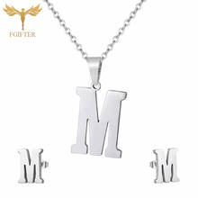 Cute Alphabets Jewelry Set Wholesale High Quality Stainless Steel Jewelry 26 Letter Necklace Earrings Sets bijoux enfant 2024 - buy cheap