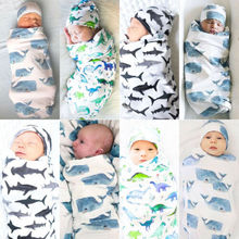Спальные мешки для новорожденных, милое Пеленальное Одеяло, пеленка для сна, муслиновая обертка + шапочка, 2 шт. 2024 - купить недорого