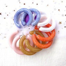 UJBOX Japanese Korean Exaggerated Acrylic Hoop Earrings Multicolor Geometric Circle Hoop Earrings Factory Wholesale E347 2024 - buy cheap