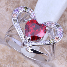 Incrível multicolorido vermelho granada banhado a prata anel feminino tamanho 5 / 6 / 7 / 8 / 9 r0828 2024 - compre barato