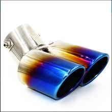 Super qualidade de aço inoxidável 1 a 2 tubo duplo sistema escape prata azul silenciador universal carro automóvel ponta tubos 2024 - compre barato