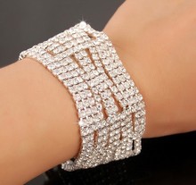 10pcs/lot elegant Bridal Rhinestone wedding Bracelet chain party Jewelry Accessories Bangle jb088 2024 - buy cheap