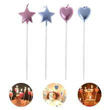Happy Birthday Heart And Star Candles Cake Cute Candle Kids Party Decor 2024 - buy cheap