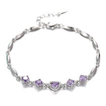 Silver plated fashion love heart shiny crystal ladies bracelets jewelry wholesale no fade bracelet birthday gift 2024 - buy cheap