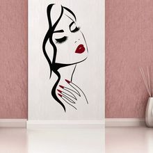 Pegatinas de pared del salón de belleza para manicura, calcomanía de cara de chica para decoración de tienda de uñas, murales AY1677 2024 - compra barato