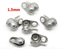 Free Shipping wholesale 1.5mm stainless steel ball chain crimp Beads adapter necklace connectors accessories jewelry DIY 500pcs 2024 - buy cheap
