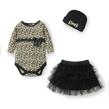 Newborn Baby Girl Clothes 3pcs Suit Bodysuit + Tutu Skirt +Headband(hat) Leopard Kids Infant Clothing Sets 2024 - buy cheap