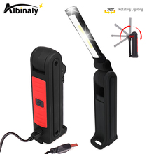 USB Перезаряжаемый COB светодиодный светильник для вспышки, рабочий светильник, инспекционный светильник, 4 режима, задний магнит, дизайн, подвесной фонарь, водонепроницаемая лампа 2024 - купить недорого