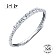 LicLiz-Anillos redondos de Plata de Ley 925 para mujer, joyería de circonita de cristal transparente para mujer, joyería de oro blanco de diseño Simple, LR0738 2024 - compra barato