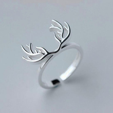 Женское кольцо с оленьими рогами SMJEL, серебряное кольцо с рогами рождественского оленя, регулируемое кольцо черного цвета, ювелирные изделия 2024 - купить недорого