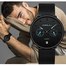 CRRJU Mens Watch Fashion Slim Minimalist Mesh Strap Wrist Watches For Men Quartz Sports Clock Waterproof Relogio Masculino 2019 2024 - buy cheap