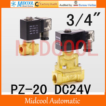 High temperature steam brass solenoid valve normal closed DC24V PZ-20 port 3/4"steam type 2024 - buy cheap