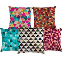 Fronha de algodão colorida geométrica, capa de almofada decorativa para carro casa sofá 2024 - compre barato