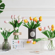 Mini flor de tulipa artificial para decoração de casa, flores artificiais de buquê de flores de casamento da calla e toque real com 10 modos 2024 - compre barato