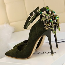 Bigtree sapatos de casamento femininos, elegante, de cristal, bico ponteagudo, macios, com fivela, sapatos de salto alto baixos, para mulheres 2024 - compre barato