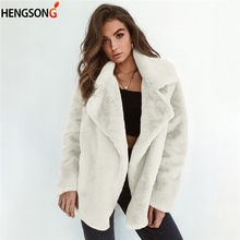 Elegant Faux Fur Coat Women 2018 Autumn Winter Warm Soft Fur Jacket Female Plush Overcoat Casual Outerwear New 2024 - buy cheap